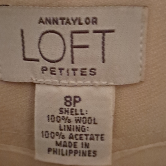 COPY - Woman cream wool lined pants Sz 8P Ann Taylor Loft - Picture 3 of 3